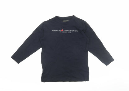 French Connection Boys Blue Long Sleeve Logo T-Shirt, 11-12 Years