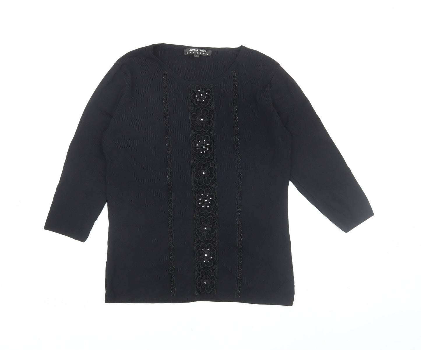Womens UK Size L Donna Lewis Black Knit Tunic