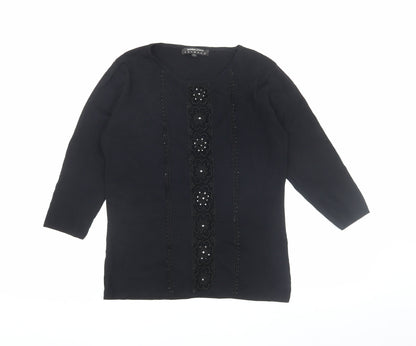 Womens UK Size L Donna Lewis Black Knit Tunic