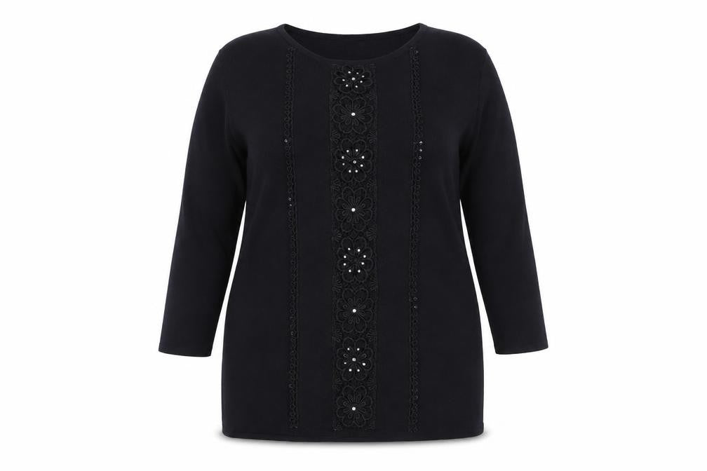 Womens UK Size L Donna Lewis Black Knit Tunic
