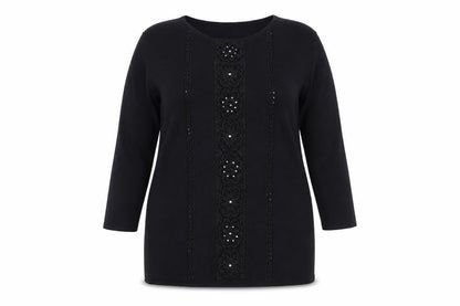 Womens UK Size L Donna Lewis Black Knit Tunic