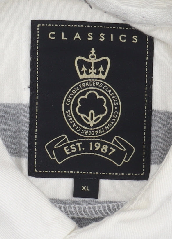 Cotton Traders Men's Beige Striped Polo Shirt XL