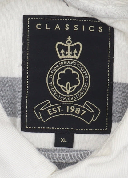 Cotton Traders Men's Beige Striped Polo Shirt XL