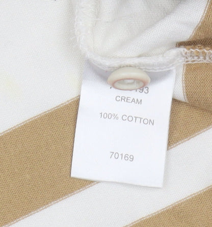 Cotton Traders Men's Beige Striped Polo Shirt XL