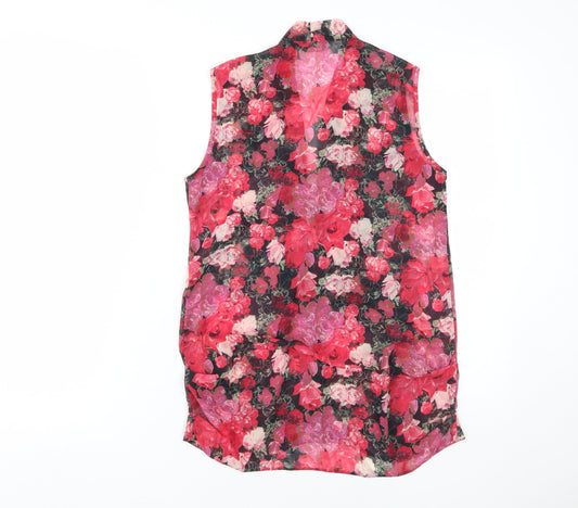 Miss Selfridge Women's Floral Wrap Blouse, Size 8, Sleeveless