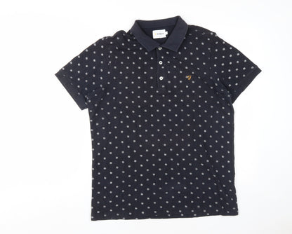 Farah Men's Black L Polo Shirt, Cotton, Short Sleeve