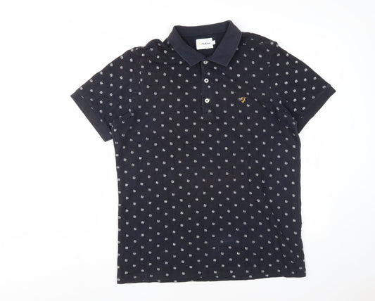 Farah Men's Black L Polo Shirt, Cotton, Short Sleeve