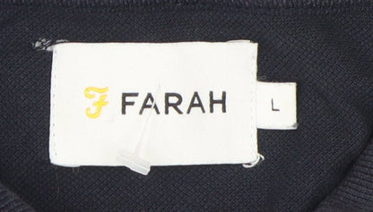 Farah Men's Black L Polo Shirt, Cotton, Short Sleeve
