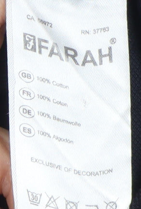 Farah Men's Black L Polo Shirt, Cotton, Short Sleeve