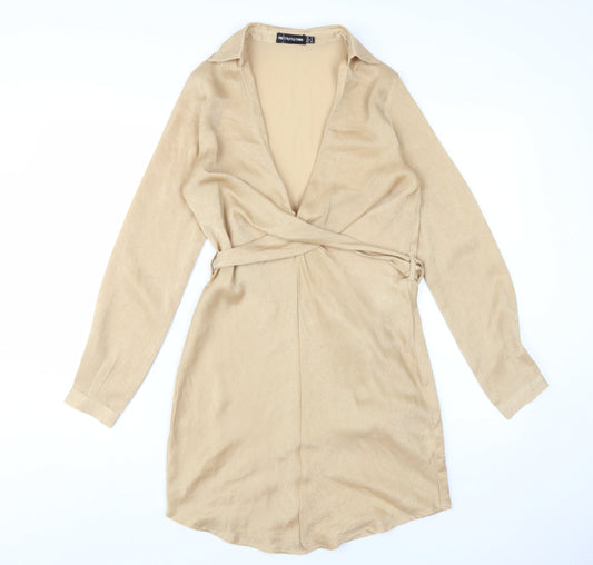 PrettyLittleThing Women's Beige Dress Size 6