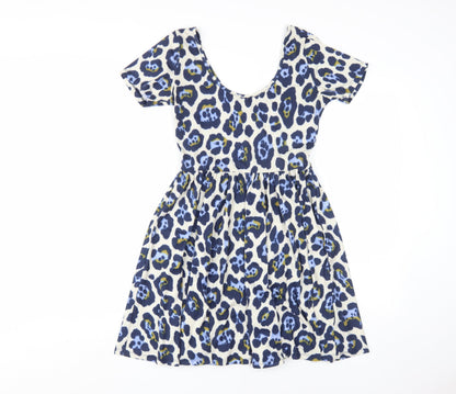 ASOS Women's Blue Animal Print Skater Dress Size 8