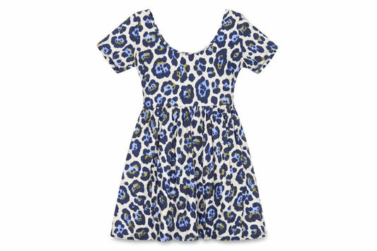 Front view of ASOS Women's Blue Animal Print Skater Dress, size 8