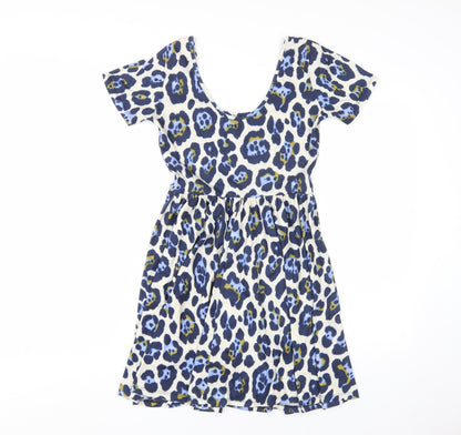 ASOS Women's Blue Animal Print Skater Dress Size 8