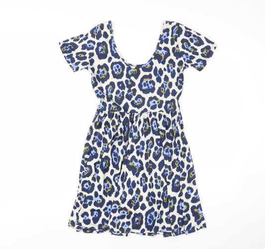 ASOS Women's Blue Animal Print Skater Dress Size 8