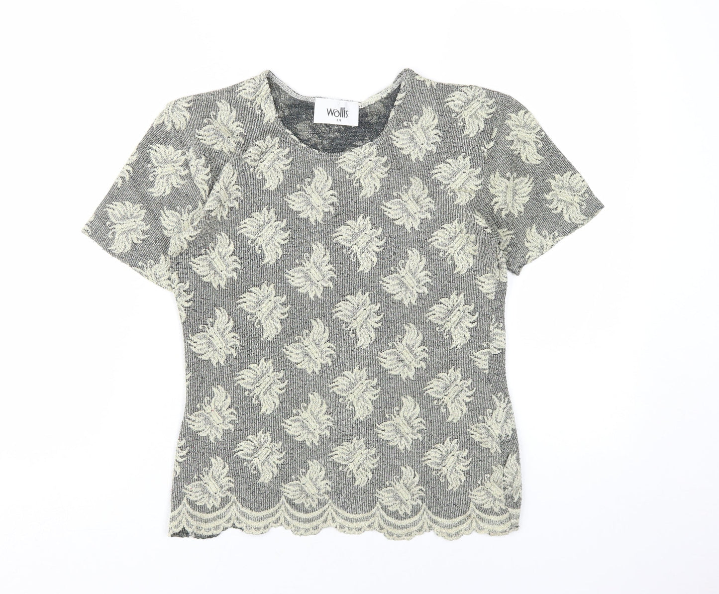 Womens UK Size 14 Wallis Grey Basic T-Shirt