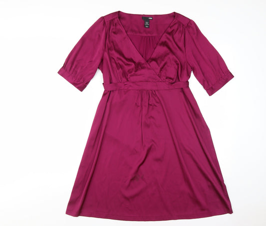 H&M Women's Purple Wrap Dress, Size 12, Casual Style