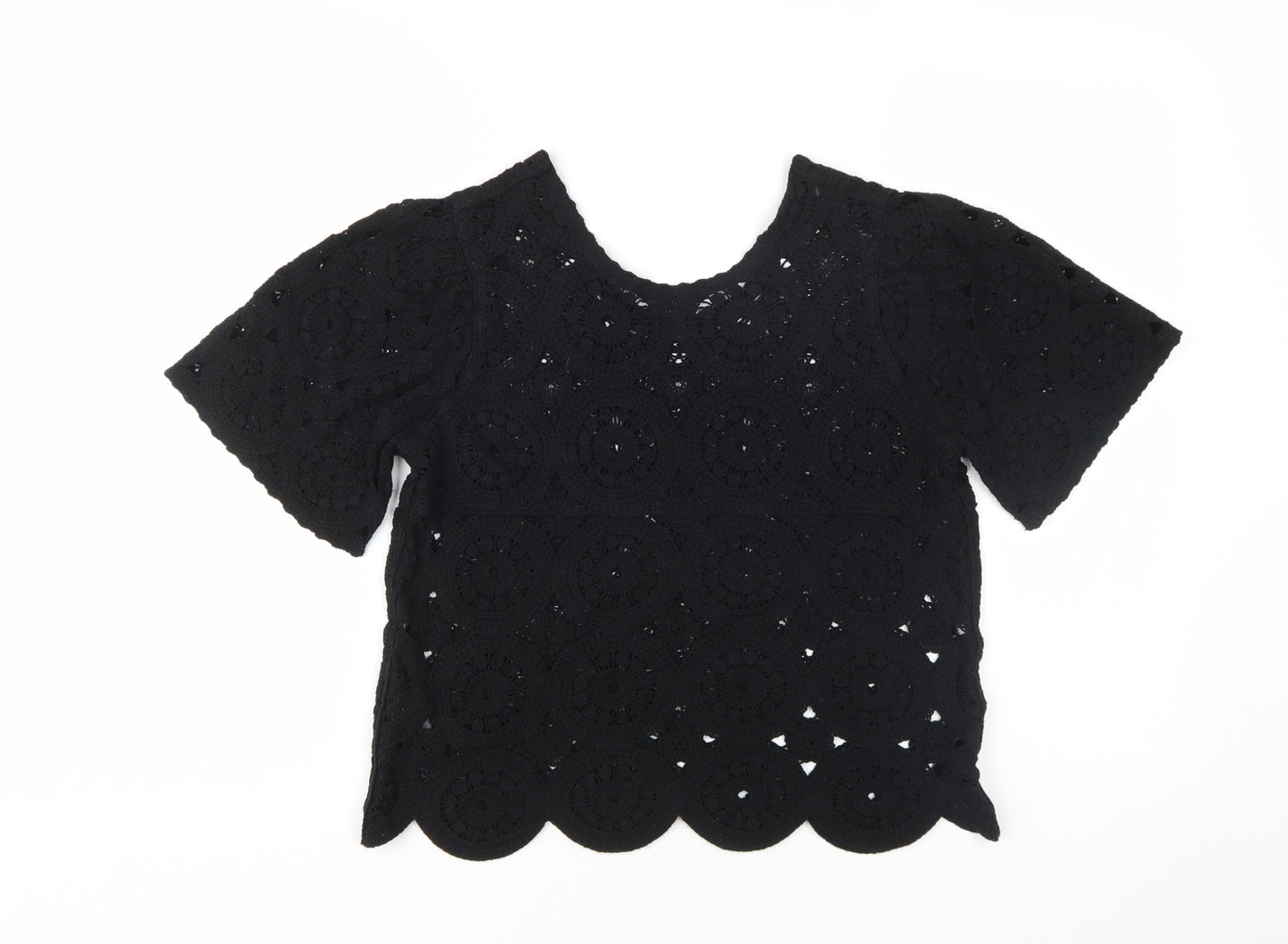 Womens UK Size 14 NEXT Black Cropped Blouse