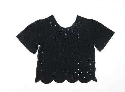 Womens UK Size 14 NEXT Black Cropped Blouse