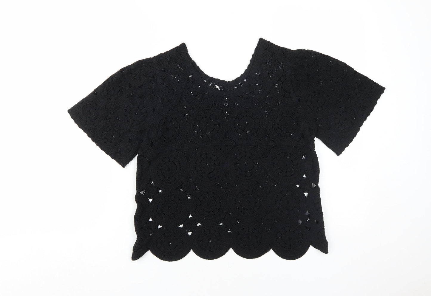Womens UK Size 14 NEXT Black Cropped Blouse