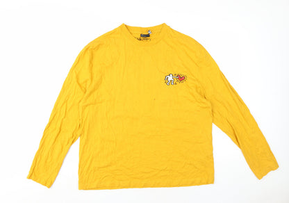 Cros Design Men's Yellow Art Long Sleeve T-Shirt L