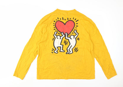 Cros Design Men's Yellow Art Long Sleeve T-Shirt L