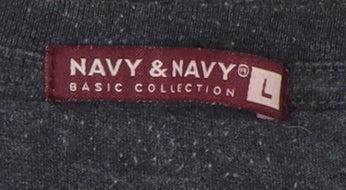 Navy & Navy Men's Grey Crew Neck T-Shirt Size L