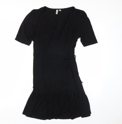 ASOS Black Wrap Dress - Size 12, Women's Half Sleeve