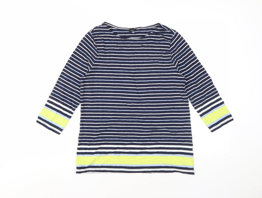 M&Co Women's Blue Striped T-Shirt Size 12