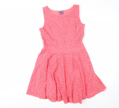 Hooch Women's Pink Fit & Flare Sleeveless Dress - S