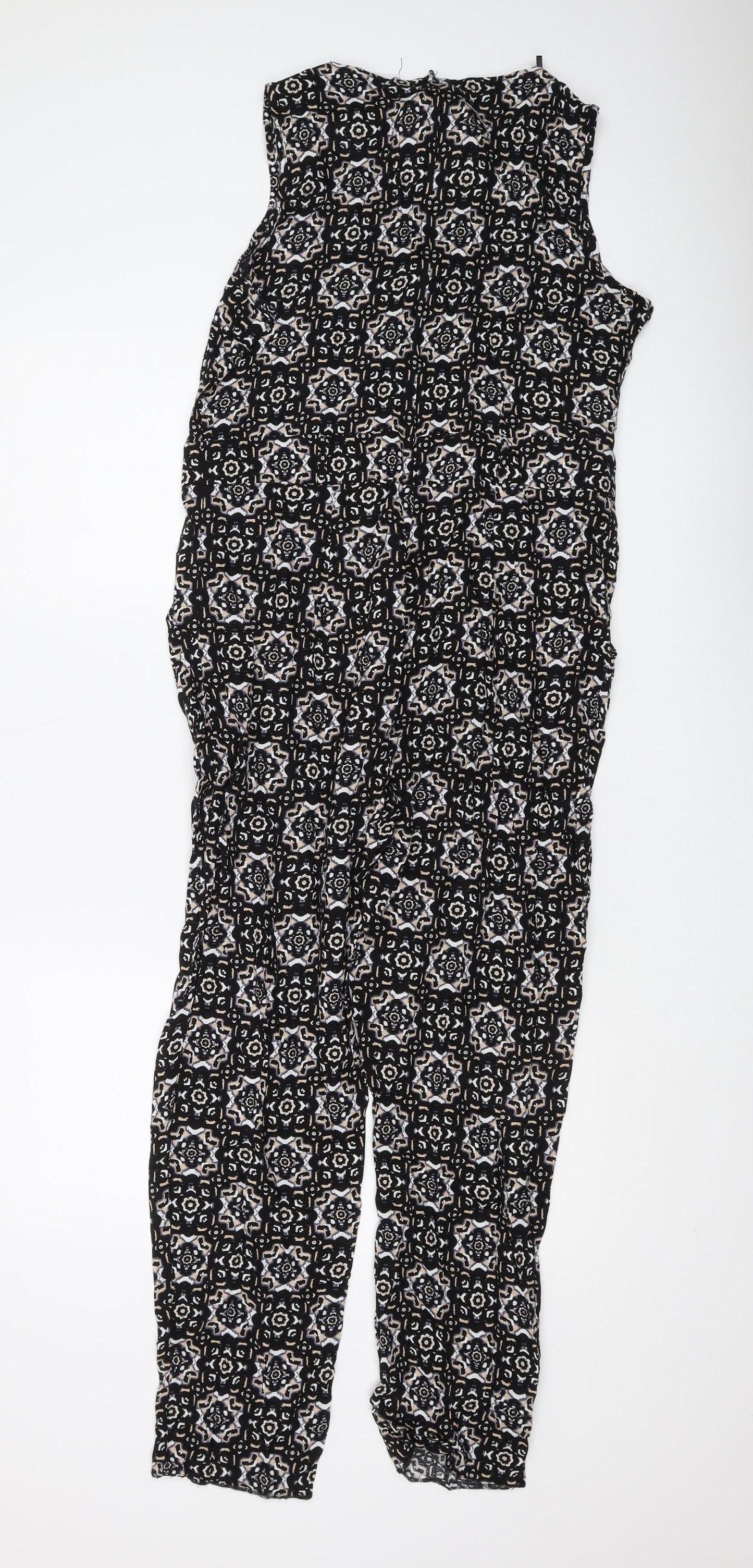 Wallis Women's Black Geometric Jumpsuit Size 12