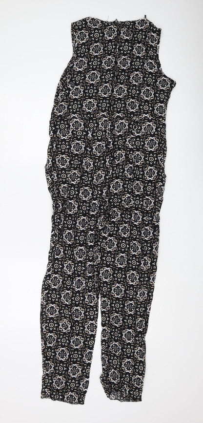 Wallis Women's Black Geometric Jumpsuit Size 12