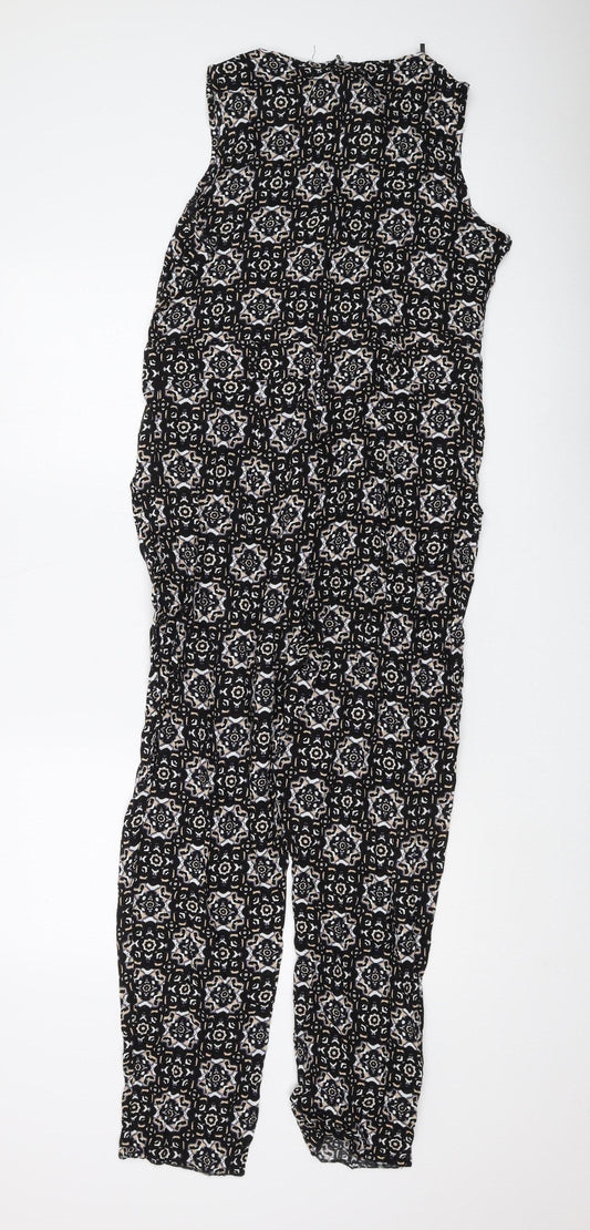 Wallis Women's Black Geometric Jumpsuit Size 12