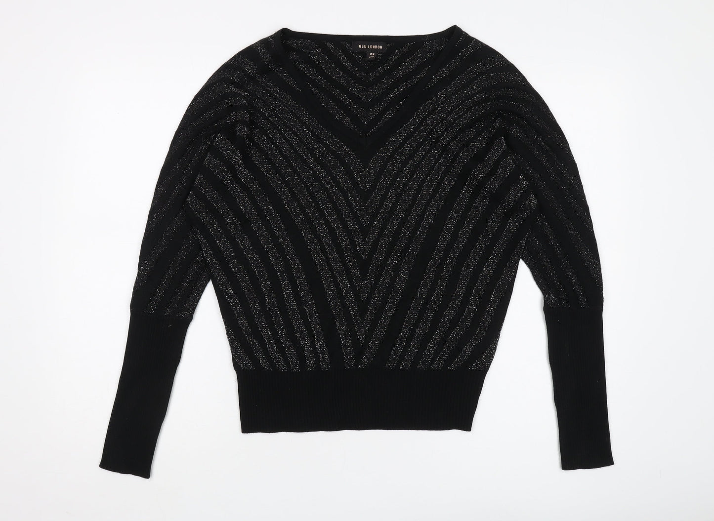 Womens UK Size M QED London Black Pullover Jumper