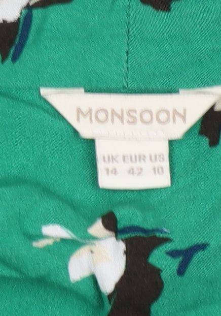 Womens UK Size 14 Monsoon Green Basic Blouse