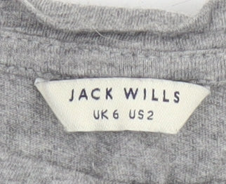 Jack Wills Women's Grey T-Shirt, Size 6, Basic