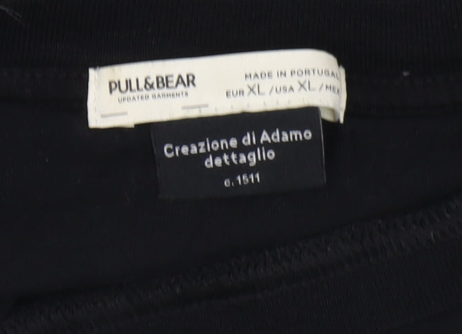 Pull & Bear Men's Black Art Graphic T-Shirt XL