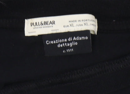 Pull & Bear Men's Black Art Graphic T-Shirt XL