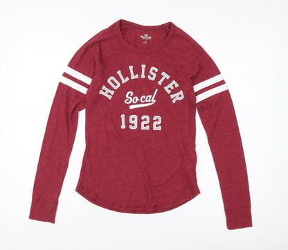Womens UK Size XS Hollister Red Jersey T-Shirt