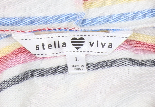 Stella Viva Women's Multicolour Striped Hoodie L