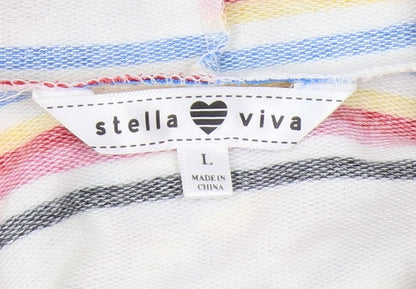 Stella Viva Women's Multicolour Striped Hoodie L