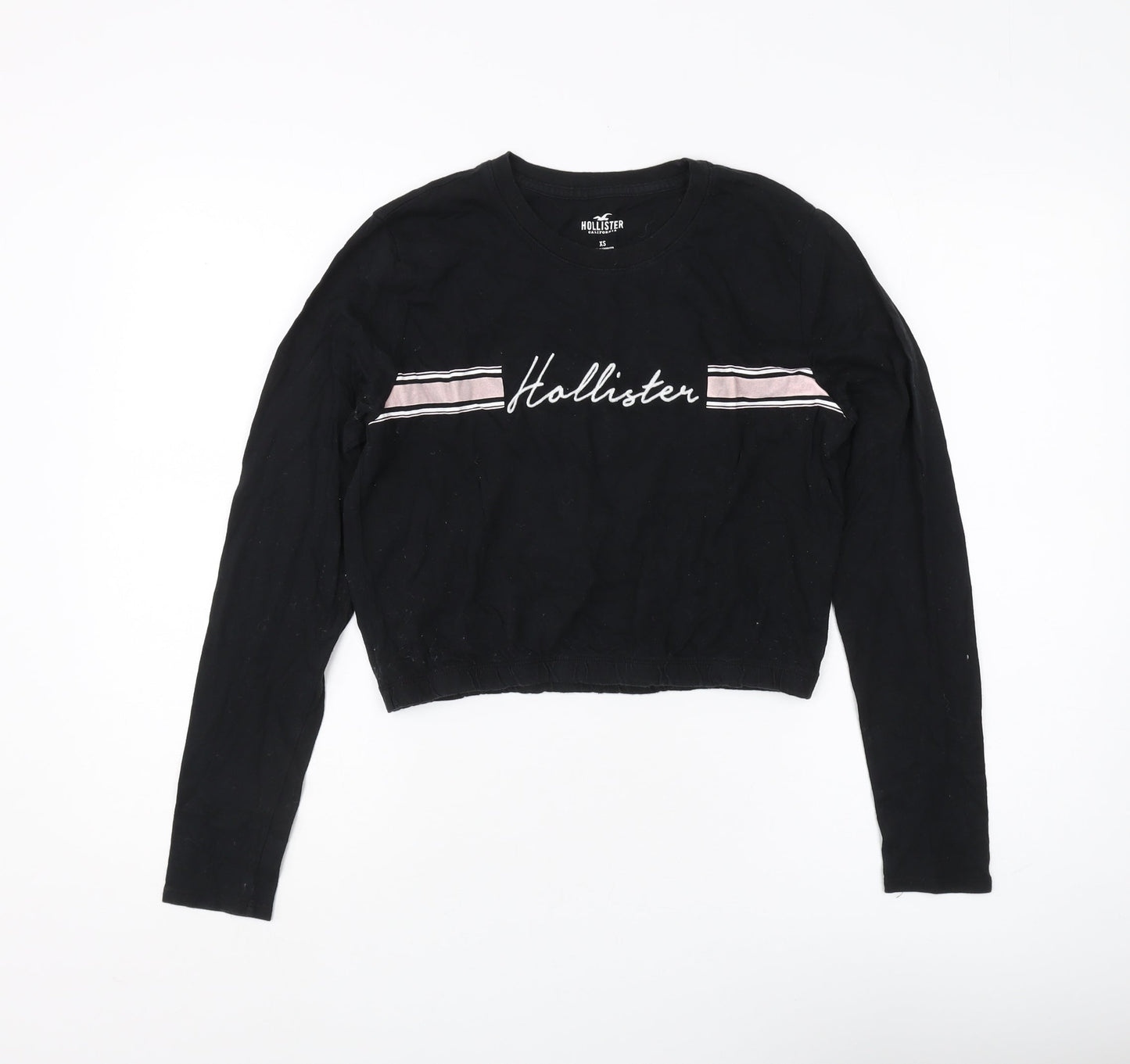 Womens UK Size XS Hollister Black Cropped T-Shirt