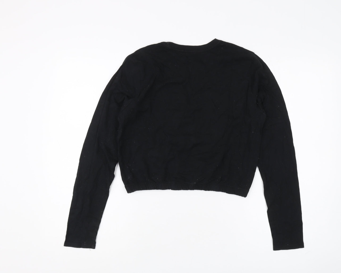 Womens UK Size XS Hollister Black Cropped T-Shirt