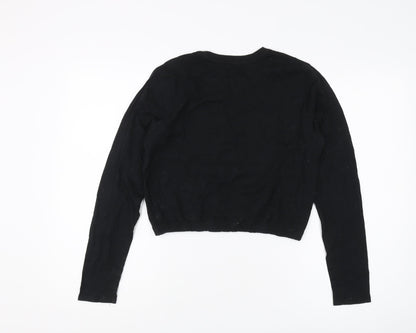 Womens UK Size XS Hollister Black Cropped T-Shirt
