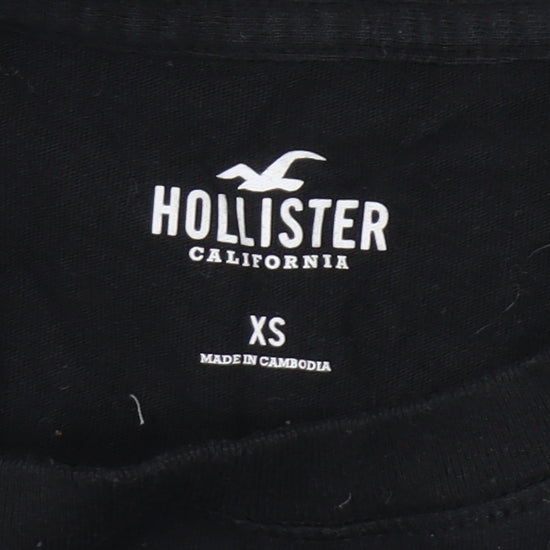 Womens UK Size XS Hollister Black Cropped T-Shirt