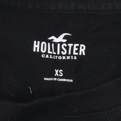 Womens UK Size XS Hollister Black Cropped T-Shirt