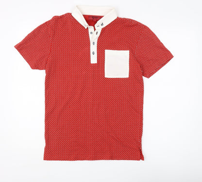 Swade Men's Red Polka Dot Short Sleeve Polo M