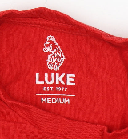 Luke Men's Red Medium Cotton Crew Neck T-Shirt