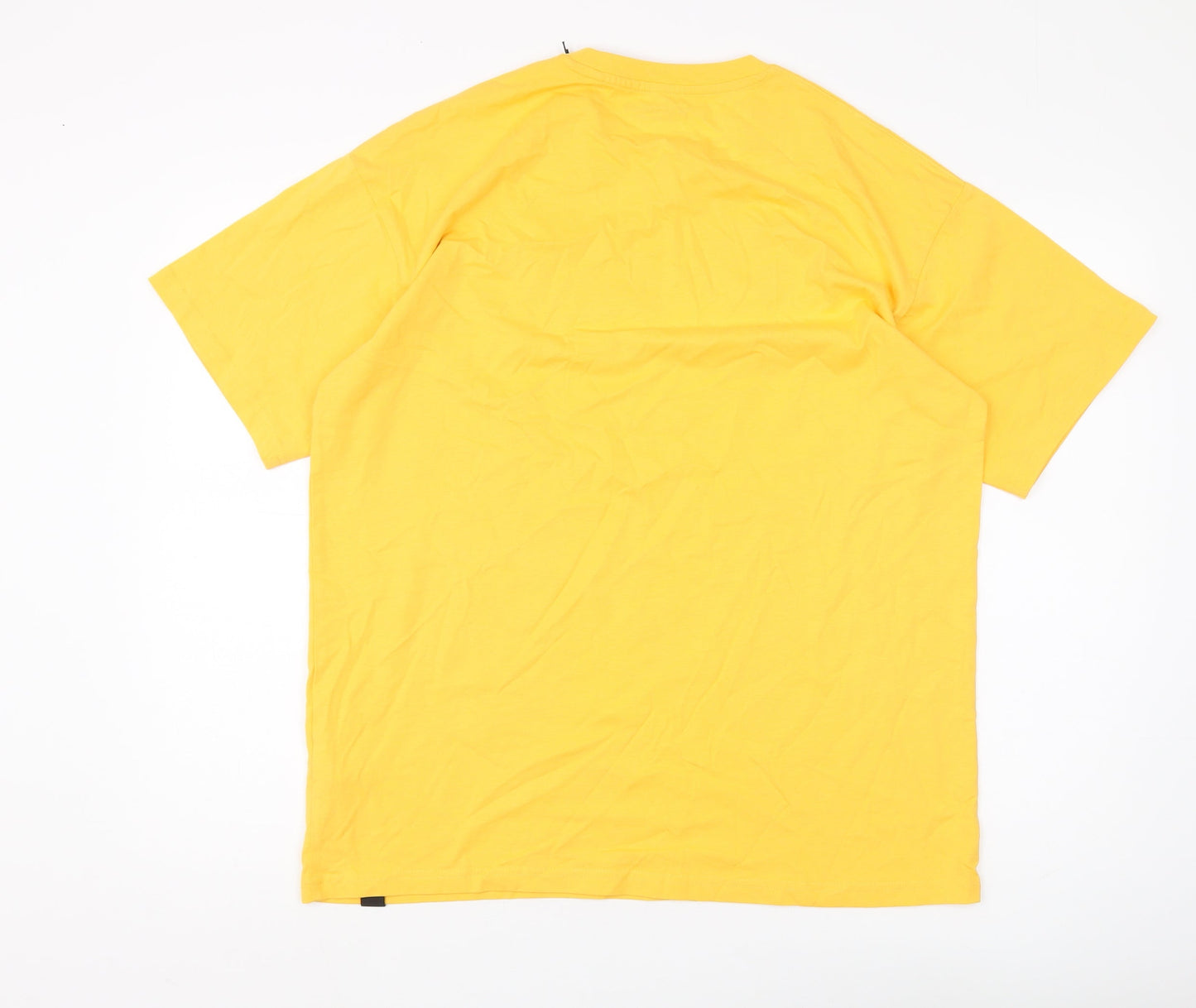 Pull&Bear Men's Yellow Graphic T-Shirt, Size M