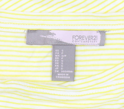 Forever 21 Women's Yellow Striped T-Shirt S