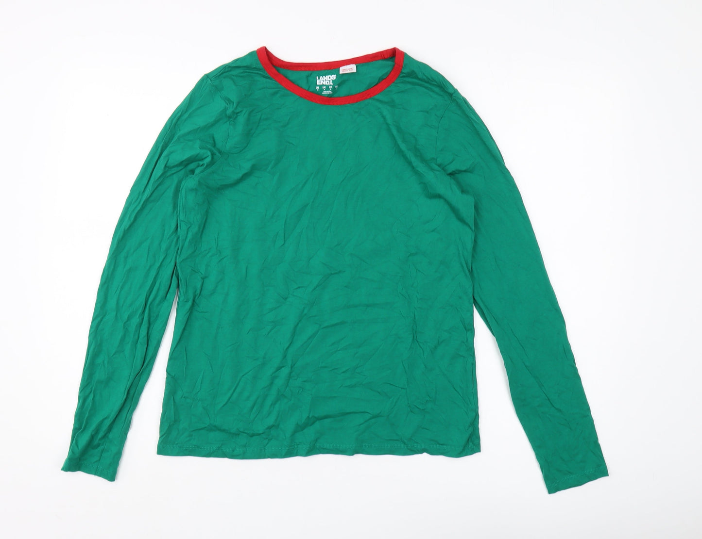 Lands' End Green Ringer T-Shirt - M - Casual Unisex